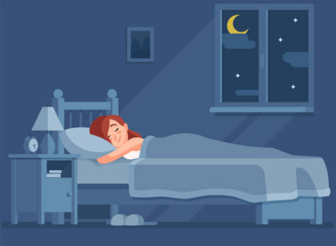 Illustration of someone sleeping comfortably at night